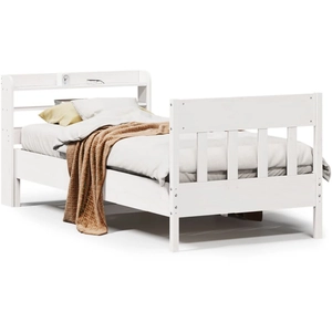 vidaXL Cadre de lit sans matelas blanc 75x190 cm bois de pin massif pas cher