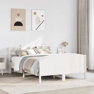 vidaXL Cadre de lit sans matelas blanc 135x190 cm bois de pin massif pas cher
