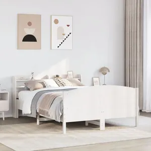 vidaXL Cadre de lit sans matelas blanc 140x200 cm bois de pin massif pas cher