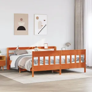 vidaXL Cadre de lit sans matelas cire marron 180x200cm bois pin massif pas cher