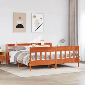 vidaXL Cadre de lit sans matelas cire marron 200x200cm bois pin massif pas cher