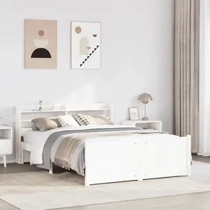 vidaXL Cadre de lit avec tête de lit sans matelas blanc 140x200 cm pas cher