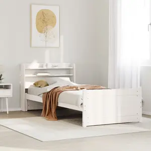 Vidaxl Cadre De Lit Avec Tête De Lit Sans Matelas Blanc 90x190 Cm pas cher