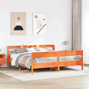 vidaXL Cadre de lit sans matelas cire marron 180x200cm bois pin massif pas cher