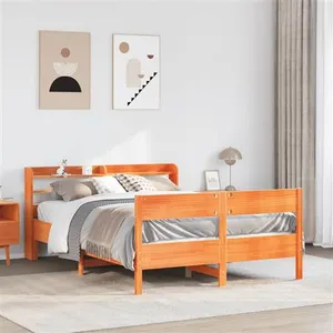 vidaXL Cadre de lit sans matelas cire marron 160x200cm bois pin massif pas cher