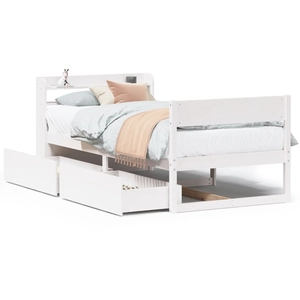 vidaXL Cadre de lit sans matelas blanc 140x190 cm bois de pin massif pas cher