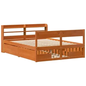 vidaXL Vidaxl Cadre De Lit Sans Matelas Cire Marron 120x200cm Bois Pin Massif pas cher