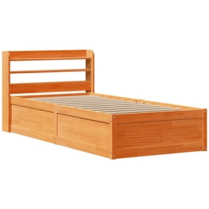 vidaXL Cadre de lit avec tête de lit cire marron 75x190 cm bois de pin pas cher