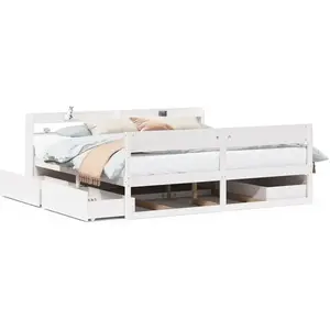 vidaXL Cadre de lit sans matelas blanc 200x200 cm bois massif de pin pas cher
