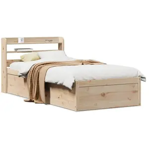 vidaXL Cadre de lit avec tête de lit 90x190 cm bois de pin massif
