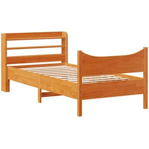 vidaXL Cadre de lit avec tête de lit cire marron 75x190 cm bois de pin pas cher