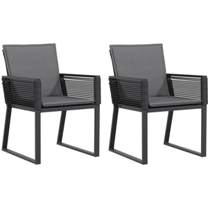 vidaXL Chaises de jardin avec coussins lot de 2 noir résine tressée pas cher