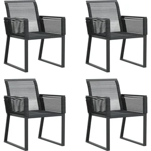 vidaXL Chaises de jardin lot de 4 noir résine tressée pas cher