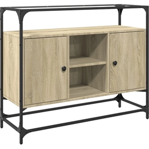 vidaXL Buffet avec dessus en verre chêne sonoma bois d'ingénierie pas cher