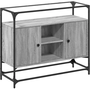 vidaXL Buffet avec dessus en verre sonoma gris bois d'ingénierie pas cher