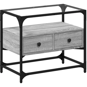 Comparateur de prix : vidaXL Meuble TV avec dessus en verre sonoma gris bois d'ingénierie