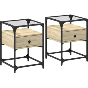 vidaXL Tables de chevet 2 pcs chêne sonoma 40x40x55 cm bois ingénierie pas cher