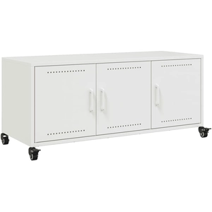 vidaXL Meuble TV blanc 100,5x39x43,5 cm acier laminé à froid pas cher