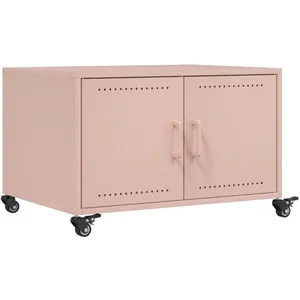vidaXL Table basse rose 68x50x43,5 cm acier laminé à froid pas cher