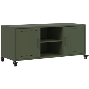 Meuble tv vert olive 100,5x39x43,5 cm acier laminé à froid Vidaxl Green pas cher