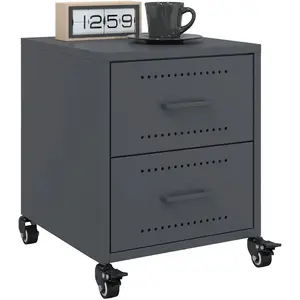 Tables de chevet 2 pcs anthracite 36x39x43,5 cm acier vidaXL pas cher