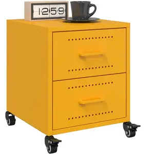 vidaXL Tables de chevet 2 pcs jaune moutarde 36x39x43,5 cm acier pas cher