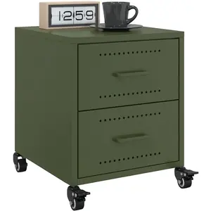 Tables de chevet 2 pcs vert olive 36x39x43,5 cm acier vidaXL pas cher