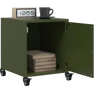 vidaXL Vidaxl Tables De Chevet 2 Pcs Vert Olive 36x39x43,5 Cm Acier pas cher