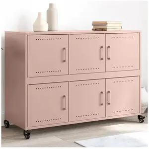 vidaXL Buffet rose 100,5x39x72 cm acier laminé à froid pas cher