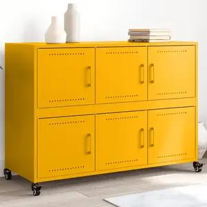 vidaXL Buffet jaune moutarde 100,5x39x72 cm acier laminé à froid pas cher