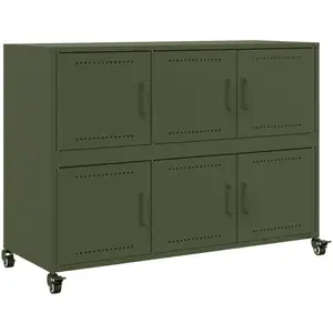 vidaXL Buffet vert olive 100,5x39x72 cm acier laminé à froid pas cher