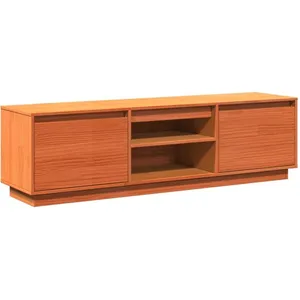 vidaXL Meuble TV cire marron 140x35x40 cm bois pin massif pas cher