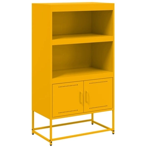vidaXL Buffet haut jaune moutarde 68,5x38,5x123,5 cm acier pas cher