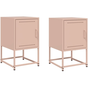 vidaXL Tables de chevet 2 pcs rose 36x39x60,5 cm acier pas cher