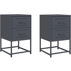 vidaXL Tables de chevet 2 pcs anthracite 36x39x60,5 cm acier pas cher