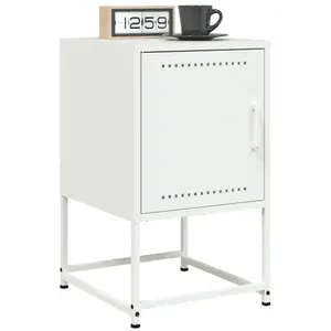 vidaXL Tables de chevet 2 pcs blanc 36x39x60,5 cm acier pas cher