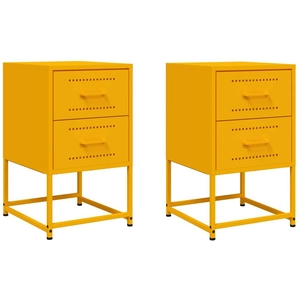 vidaXL Tables de chevet 2 pcs jaune moutarde 36x39x60,5 cm acier pas cher