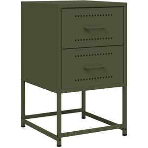 vidaXL Tables de chevet 2 pcs vert olive 36x39x60,5 cm acier pas cher