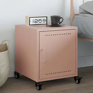 Table de chevet rose 36x38,5x43,5 cm acier vidaXL pas cher