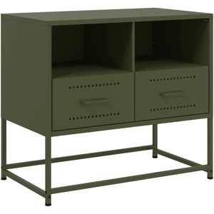 vidaXL Meuble TV vert olive 68x39x60,5 cm acier pas cher