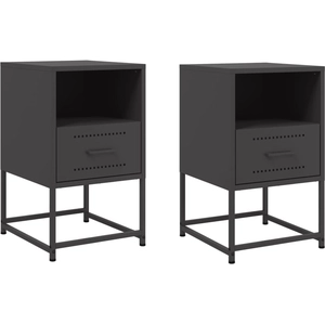 vidaXL Tables de chevet 2 pcs noir 36x39x60,5 cm acier pas cher