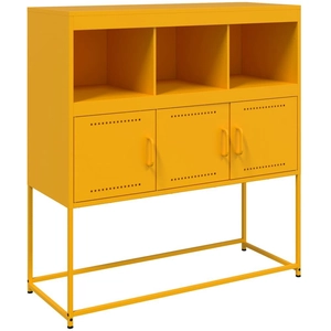 vidaXL Buffet jaune moutarde 100,5x39x107 cm acier laminé à froid pas cher