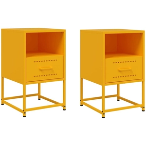 vidaXL Tables de chevet 2 pcs jaune moutarde 36x39x60,5 cm acier pas cher