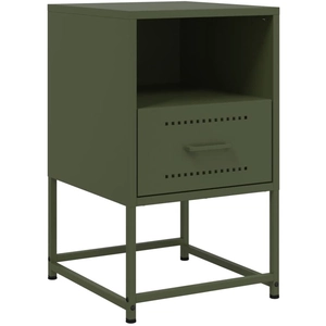 vidaXL Table de chevet vert olive 36x39x60,5 cm acier pas cher