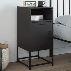 vidaXL Table de chevet noir 36x39x78 cm acier pas cher