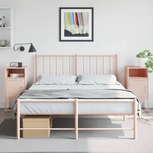vidaXL Tables de chevet 2 pcs rose 36x39x78 cm acier pas cher
