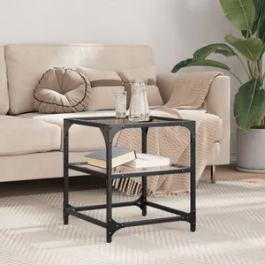 vidaXL Table basse avec dessus en verre transparent 40x40x45 cm acier pas cher