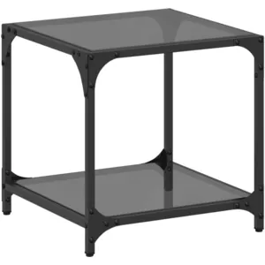 vidaXL Table basse avec dessus en verre noir 40x40x40 cm acier pas cher
