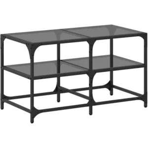 vidaXL Table basse avec dessus en verre noir 78,5x40x45 cm acier pas cher