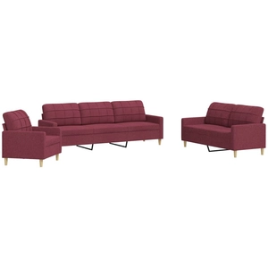 vidaXL Ensemble de canapés 3 pcs rouge bordeaux tissu pas cher
